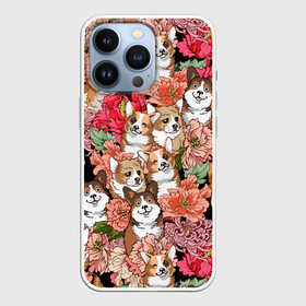 Чехол для iPhone 13 Pro с принтом Корги  Цветы в Новосибирске,  |  | Тематика изображения на принте: глаза | животное | корги | королевский | красавчик | лапы | любовь | няшка | ошейник | пес | роза | розы | сердце | собака | собаки | счастье | уши | цветочки | цветы