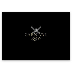 Поздравительная открытка с принтом Карнивал Роу - Carnival Row в Новосибирске, 100% бумага | плотность бумаги 280 г/м2, матовая, на обратной стороне линовка и место для марки
 | carnival row | волшебный | исторический | карнивал роу | крылья | лого | логотип | подарок | сериал | сказка | фея | черный | шляпа