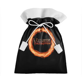 Подарочный 3D мешок с принтом Valheim - огненный круг в Новосибирске, 100% полиэстер | Размер: 29*39 см | valheim | вальхейм | викинги | игра | компьютерный | круг | логотип | минимализм | огненный | огонь | подарок | черный