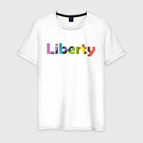 Мужская футболка хлопок с принтом Liberty. Свобода в Новосибирске, 100% хлопок | прямой крой, круглый вырез горловины, длина до линии бедер, слегка спущенное плечо. | Тематика изображения на принте: cвобода | liberty | женская свобода | не зависимая женщина | права женщин | равенство | свободные нравы