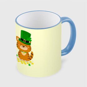 Кружка с принтом Ирландский Кот в Новосибирске, керамика | ёмкость 330 мл | день святого патрика | ирландия | ирландский | ирландский клевер | ирландский кот | клевер | кот | патрик | с котом | святой патрик