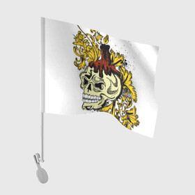 Флаг для автомобиля с принтом Мальчик череп в Новосибирске, 100% полиэстер | Размер: 30*21 см | дракон | мальчик череп | череп