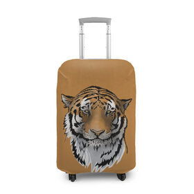 Чехол для чемодана 3D с принтом Тигр в Новосибирске, 86% полиэфир, 14% спандекс | двустороннее нанесение принта, прорези для ручек и колес | большая кошка | графика | дикий мир | животное | кошка | персонаж | природа | рисунок | хищник