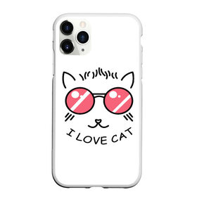 Чехол для iPhone 11 Pro матовый с принтом I Love cat (я люблю котов) в Новосибирске, Силикон |  | 8 марта | cat | i love you | kiss | love | губы | девушке | день влюбленных | зубы | киса | кот | котик | коты | люблю котов | любовь | любтмой | марта | очки | поцелуй | розовые губы | розовый | страсть | течет
