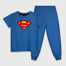 Детская пижама хлопок с принтом Superman 8 bit в Новосибирске, 100% хлопок |  брюки и футболка прямого кроя, без карманов, на брюках мягкая резинка на поясе и по низу штанин
 | justice league | superman | vdzabma | лига справедливости | супермен
