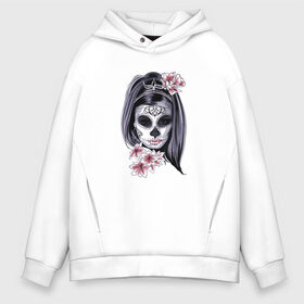 Мужское худи Oversize хлопок с принтом Skull Girl в Новосибирске, френч-терри — 70% хлопок, 30% полиэстер. Мягкий теплый начес внутри —100% хлопок | боковые карманы, эластичные манжеты и нижняя кромка, капюшон на магнитной кнопке | art | body | bones | dead | drawing | face | graffiti | head | roses | skeleton | skul | skull | ад | арт | голова | граффити | зло | кости | лицо | металл | нарисованный | розы | рок | скелет | скул | скулл | три черепа | тьма