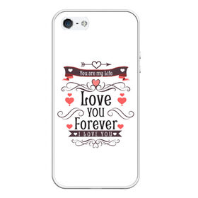 Чехол для iPhone 5/5S матовый с принтом Love you forever в Новосибирске, Силикон | Область печати: задняя сторона чехла, без боковых панелей | Тематика изображения на принте: 8 марта | best | cat | forever | i love you | kiss | love | my life | губы | девушке | день влюбленных | киса | кот | котик | коты | люблю котов | любовь | любтмой | мама | маме | марта | очки | подарок | поцелуй | розовые губы