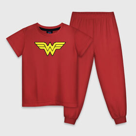 Детская пижама хлопок с принтом Wonder Woman 8 bit в Новосибирске, 100% хлопок |  брюки и футболка прямого кроя, без карманов, на брюках мягкая резинка на поясе и по низу штанин
 | justice league | vdzabma | wonder woman | лига справедливости | чудо женщина