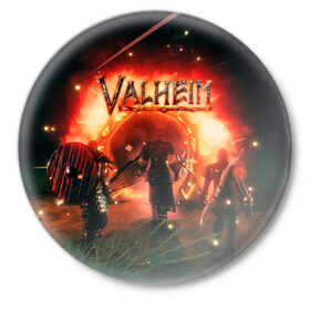Значок с принтом Valheim в Новосибирске,  металл | круглая форма, металлическая застежка в виде булавки | fantasy | mmo | valheim | valve | валхейм | викинги | выживалка | игра | королевская битва | ммо | ролевая игра | фэнтази