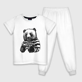 Детская пижама хлопок с принтом Задержанный панда в Новосибирске, 100% хлопок |  брюки и футболка прямого кроя, без карманов, на брюках мягкая резинка на поясе и по низу штанин
 | бандит | медведь | опасный | панда | преступник | хипстер | хулиган