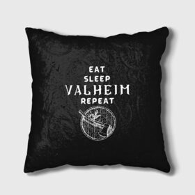 Подушка 3D с принтом Eat Sleep Valheim Repeat в Новосибирске, наволочка – 100% полиэстер, наполнитель – холлофайбер (легкий наполнитель, не вызывает аллергию). | состоит из подушки и наволочки. Наволочка на молнии, легко снимается для стирки | elder | loki | odin | the | thor | valheim | биврёст | валхейм | вальхейм | викинги | всеотец | дракар | древний | древо | ётун | йотун | локи | мира | один | тор | фенир | хель | черный лес | эйктюр