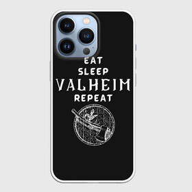 Чехол для iPhone 13 Pro с принтом Eat Sleep Valheim Repeat в Новосибирске,  |  | Тематика изображения на принте: elder | loki | odin | the | thor | valheim | биврёст | валхейм | вальхейм | викинги | всеотец | дракар | древний | древо | ётун | йотун | локи | мира | один | тор | фенир | хель | черный лес | эйктюр