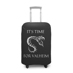 Чехол для чемодана 3D с принтом Its time for Valheim в Новосибирске, 86% полиэфир, 14% спандекс | двустороннее нанесение принта, прорези для ручек и колес | elder | loki | odin | the | thor | valheim | биврёст | валхейм | вальхейм | викинги | всеотец | дракар | древний | древо | ётун | йотун | локи | мира | один | тор | фенир | хель | черный лес | эйктюр