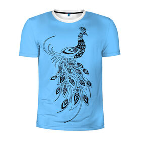 Мужская футболка 3D спортивная с принтом Павлин в Новосибирске, 100% полиэстер с улучшенными характеристиками | приталенный силуэт, круглая горловина, широкие плечи, сужается к линии бедра | дикая птица | красивая птица | павлин | птица | разноцветная птица
