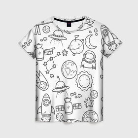 Женская футболка 3D с принтом Космос в Новосибирске, 100% полиэфир ( синтетическое хлопкоподобное полотно) | прямой крой, круглый вырез горловины, длина до линии бедер | взрыв | галактика | день | для мальчика | для ребенка | жизнь | звезда | земля | колейдоскоп | комета | космос | мальчику | марс | мир | ночь | огонь | ракета | рисунок | спутник | юпитер