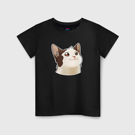 Детская футболка хлопок с принтом Pop Cat в Новосибирске, 100% хлопок | круглый вырез горловины, полуприлегающий силуэт, длина до линии бедер | cat meme | mem | meme | pop cat | pop pop | буб буб | буп буп | бупоющий кот | двач | кот | кот мем | мем | мемы | пикабу | пикабу мем | поп кет | поп кот | раздражающий кот