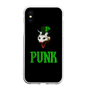 Чехол для iPhone XS Max матовый с принтом punky trashcat в Новосибирске, Силикон | Область печати: задняя сторона чехла, без боковых панелей | punk. | trashcat | животные | ирокез | опоссум | панк
