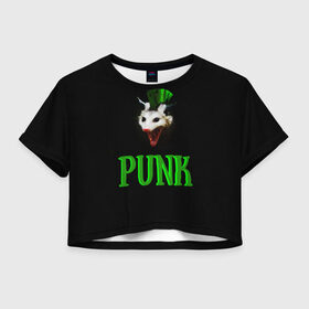 Женская футболка Crop-top 3D с принтом punky trashcat в Новосибирске, 100% полиэстер | круглая горловина, длина футболки до линии талии, рукава с отворотами | punk. | trashcat | животные | ирокез | опоссум | панк