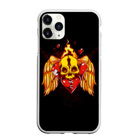 Чехол для iPhone 11 Pro матовый с принтом Skull Heart в Новосибирске, Силикон |  | art | body | bones | dead | drawing | face | graffiti | head | roses | skeleton | skul | skull | ад | арт | голова | граффити | зло | кости | лицо | металл | нарисованный | розы | рок | скелет | скул | скулл | три черепа | тьма