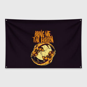 Флаг-баннер с принтом BRING ME THE HORIZON в Новосибирске, 100% полиэстер | размер 67 х 109 см, плотность ткани — 95 г/м2; по краям флага есть четыре люверса для крепления | band | bring me the horizon | hardcore | metal | music | punk | rock | skull | бринги | группа | метал | музыка | панк | рок | череп