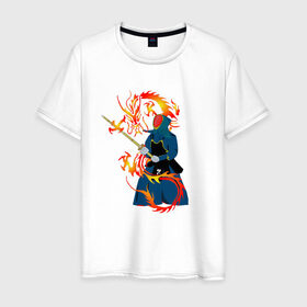 Мужская футболка хлопок с принтом Война драконов в Новосибирске, 100% хлопок | прямой крой, круглый вырез горловины, длина до линии бедер, слегка спущенное плечо. | битва | воин | война драконов | дракон | игра драконов | мужская битва | ниндзя | самурай | япония