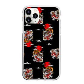 Чехол для iPhone 11 Pro матовый с принтом Японский стиль - тигры в Новосибирске, Силикон |  | Тематика изображения на принте: арт | животные | облака | огонь | пламя | рисунок | стиль | тигр | японский
