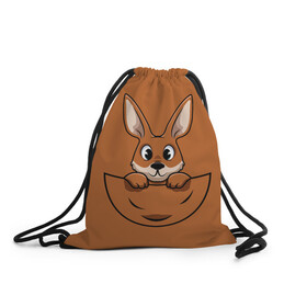 Рюкзак-мешок 3D с принтом Кенгуренок в сумке в Новосибирске, 100% полиэстер | плотность ткани — 200 г/м2, размер — 35 х 45 см; лямки — толстые шнурки, застежка на шнуровке, без карманов и подкладки | Тематика изображения на принте: animals | australia | baby | bag | cute | ears | eyes | jump | kangaroo | leap | mother | nose | paws | pocket | sack | shadow | tail | австралия | глаза | детеныш | животные | карман | кенгуренок | кенгуру | лапы | мама | мешок | милый | нос | няшный | п