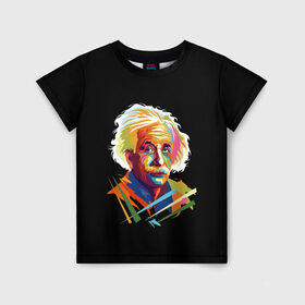 Детская футболка 3D с принтом Law of relativity в Новосибирске, 100% гипоаллергенный полиэфир | прямой крой, круглый вырез горловины, длина до линии бедер, чуть спущенное плечо, ткань немного тянется | celebrity | einstein | great scientist | physicist | scientist