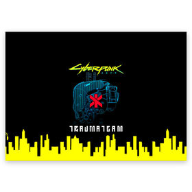 Поздравительная открытка с принтом TRAUMA TEAM Cyberpunk 2077 в Новосибирске, 100% бумага | плотность бумаги 280 г/м2, матовая, на обратной стороне линовка и место для марки
 | cyberpunk 2077 | hacker | maelstrom | militech | quadra | samurai | sci fi | technology | trauma team | v | будущее | игра | иероглифы | киану ривз | кибер | киберпанк | киборг | киборги | корпорация | лого | милитек | панк | роботы | самурай | т