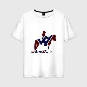Женская футболка хлопок Oversize с принтом Конфедерация Америки в Новосибирске, 100% хлопок | свободный крой, круглый ворот, спущенный рукав, длина до линии бедер
 | confederation | cowboy | wild west | дикий запад | ковбой | конфедерация
