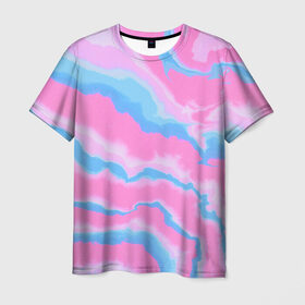 Мужская футболка 3D с принтом Облака в Новосибирске, 100% полиэфир | прямой крой, круглый вырез горловины, длина до линии бедер | abstrakt | color | gradient | texture.краски | абстракция | брызги | градиент | красота | небо | облака | паттерн | полигоны | природа | розовый | текстура | цвет