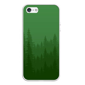 Чехол для iPhone 5/5S матовый с принтом Зеленый Лес в Новосибирске, Силикон | Область печати: задняя сторона чехла, без боковых панелей | градиент | густой лес | деревья | зеленый лес | лес | минимализм