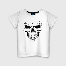 Детская футболка хлопок с принтом Зло в Новосибирске, 100% хлопок | круглый вырез горловины, полуприлегающий силуэт, длина до линии бедер | face | halloween | skull | голова | демон | зловещий | кости | кость | лицо | призрак | скелет | страшный | текстура | хэллоуин | череп