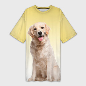 Платье-футболка 3D с принтом Лабрадор ретривер пес в Новосибирске,  |  | домашние любимцы | друг | животные | золотистый ретривер | лабрадор | пес | питомец | породистый | собака