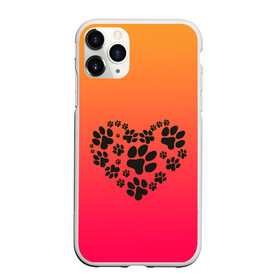 Чехол для iPhone 11 Pro матовый с принтом сердечко из следов собаки в Новосибирске, Силикон |  | Тематика изображения на принте: ветеринар | домашние любимцы | друг | животные | лапа | лапульки | любительница собак | любовь | пес | песик | питомец | сердечко | сердце | символ | след | собака | собаковод | собачник | собачница