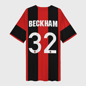 Платье-футболка 3D с принтом Форма Милан Бекхэм в Новосибирске,  |  | 32 номер | beckham | fc milan | бекхэм | дэвид | италия | красно черные | легенда футбола | логотип | милан | серия а | фк милан