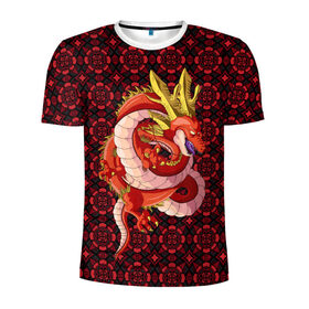 Мужская футболка 3D спортивная с принтом Шар дракона в Новосибирске, 100% полиэстер с улучшенными характеристиками | приталенный силуэт, круглая горловина, широкие плечи, сужается к линии бедра | Тематика изображения на принте: dragon ball | аниме | дракон | жемчуг дракона | узоры | шар дракона