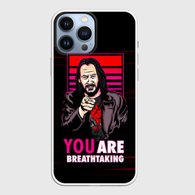 Чехол для iPhone 13 Pro Max с принтом YOU ARE BREATHTAKING в Новосибирске,  |  | Тематика изображения на принте: cyberpunk 2077 | hacker | maelstrom | militech | quadra | samurai | sci fi | technology | trauma team | v | будущее | игра | иероглифы | киану ривз | кибер | киберпанк | киборг | киборги | корпорация | лого | милитек | панк | роботы | самурай | т