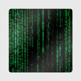 Магнит виниловый Квадрат с принтом Матрица букв и чисел в Новосибирске, полимерный материал с магнитным слоем | размер 9*9 см, закругленные углы | green | движение букв и цифр | киберпространство | матрица | много букв и чисел