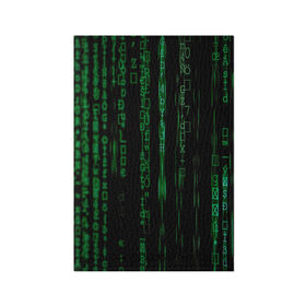 Обложка для паспорта матовая кожа с принтом Матрица букв и чисел в Новосибирске, натуральная матовая кожа | размер 19,3 х 13,7 см; прозрачные пластиковые крепления | Тематика изображения на принте: green | движение букв и цифр | киберпространство | матрица | много букв и чисел