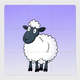Магнитный плакат 3Х3 с принтом Нарисованный милый барашек в Новосибирске, Полимерный материал с магнитным слоем | 9 деталей размером 9*9 см | Тематика изображения на принте: барашек | вектор | градиент | детский | коза | кудри | милый | минимализм | нарисованный | овечка | овца | рисунок | шерсть