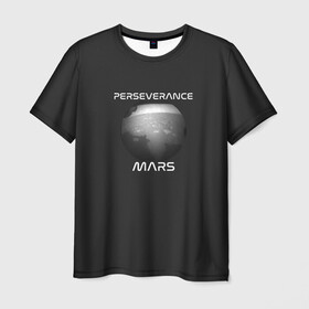 Мужская футболка 3D с принтом Perseverance в Новосибирске, 100% полиэфир | прямой крой, круглый вырез горловины, длина до линии бедер | elon | helicopter | mars | musk | nasa. ingenuity | perseverance | rover | вертолет | изобретательность | илон | марс | марсоход | маск | наса | настойчивость