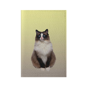 Обложка для паспорта матовая кожа с принтом персидская пушистая кошка в Новосибирске, натуральная матовая кожа | размер 19,3 х 13,7 см; прозрачные пластиковые крепления | Тематика изображения на принте: ветеринар | градиент | домашний питомец | котейка | котик | коты | котэ | кошатник | кошатница | кошачьи | кошки | любитель животных | мяу | нэко | персидская | сиамская | смесь | шаблон