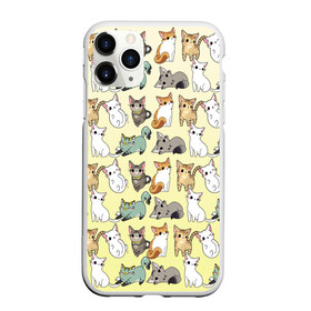 Чехол для iPhone 11 Pro матовый с принтом мультяшные котики на желтом мя в Новосибирске, Силикон |  | Тематика изображения на принте: ветеринар | градиент | домашний питомец | котейки | котики | коты | котэ | котята | кошатник | кошатница | кошачьи | кошки | любитель животных | много | мультяшные | мяу | нэко | рисованный | узор