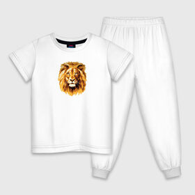 Детская пижама хлопок с принтом Голова Льва в Новосибирске, 100% хлопок |  брюки и футболка прямого кроя, без карманов, на брюках мягкая резинка на поясе и по низу штанин
 | beast | lion | власть | голова | животные | звери | зубы | король | корона | кот | кошка | лев | рычит | сила | царь