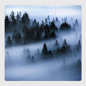Магнитный плакат 3Х3 с принтом Сумеречный лес в Новосибирске, Полимерный материал с магнитным слоем | 9 деталей размером 9*9 см | forest | ёлки | лес | пейзаж | туман