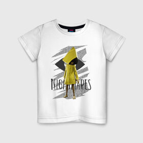 Детская футболка хлопок с принтом Little Nightmares в Новосибирске, 100% хлопок | круглый вырез горловины, полуприлегающий силуэт, длина до линии бедер | game | little nightmares | девочка | желтый плащ | игры | парные футболки