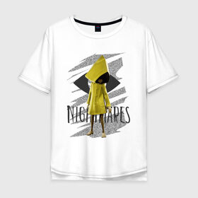 Мужская футболка хлопок Oversize с принтом Little Nightmares в Новосибирске, 100% хлопок | свободный крой, круглый ворот, “спинка” длиннее передней части | game | little nightmares | девочка | желтый плащ | игры | парные футболки