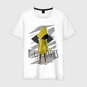 Мужская футболка хлопок с принтом Little Nightmares в Новосибирске, 100% хлопок | прямой крой, круглый вырез горловины, длина до линии бедер, слегка спущенное плечо. | game | little nightmares | девочка | желтый плащ | игры | парные футболки