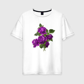 Женская футболка хлопок Oversize с принтом Букеты в Новосибирске, 100% хлопок | свободный крой, круглый ворот, спущенный рукав, длина до линии бедер
 | букетик | любовь | фиолетовый | цветы | яркое